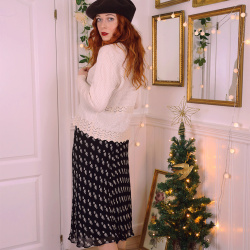 Black Fishbone Vintage Skirt | S