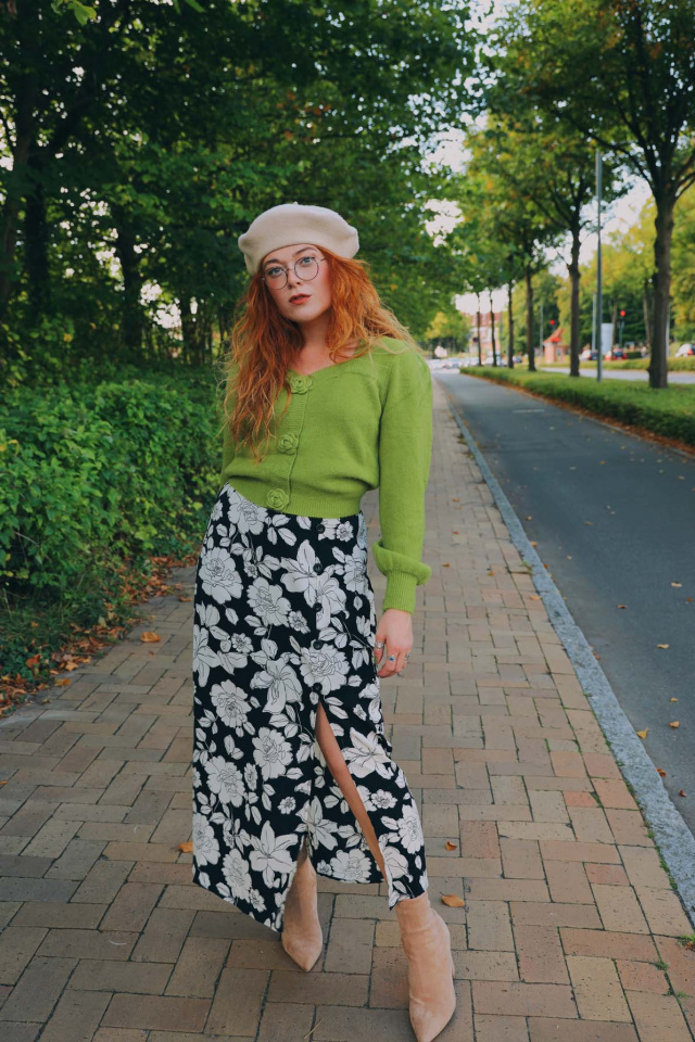 Black Floral Maxi Skirt 