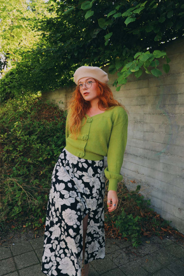 Black Floral Maxi Skirt 