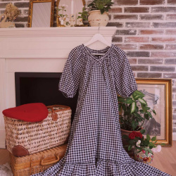 Black Gingham Comfy Dress | S/M
