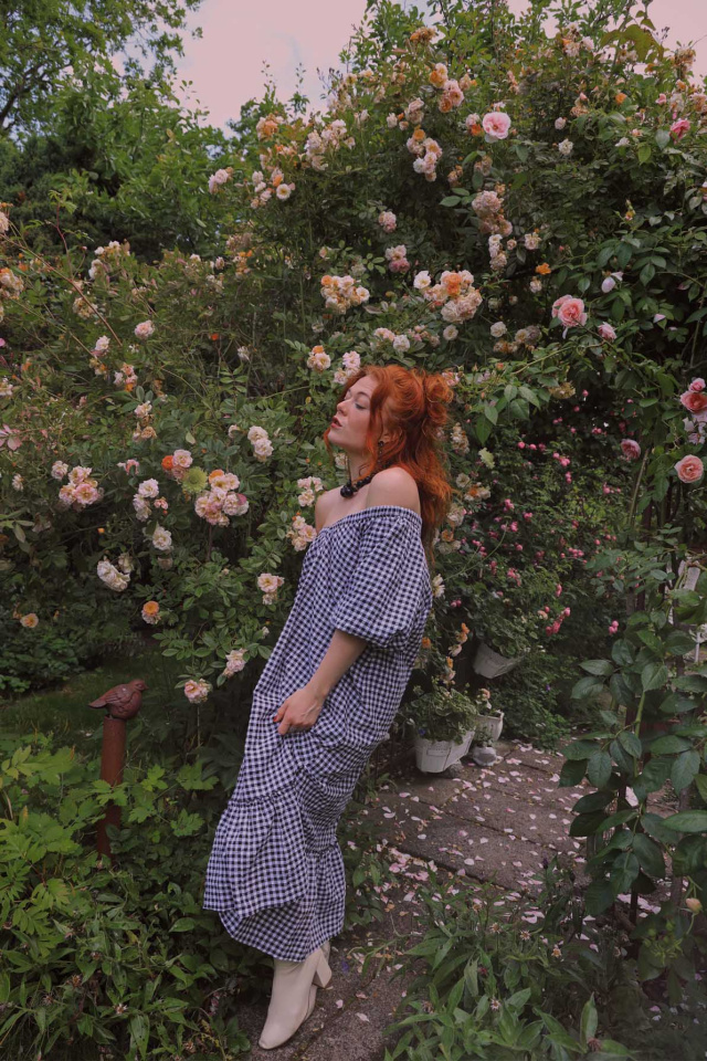 Black Gingham Comfy Dress | S/M