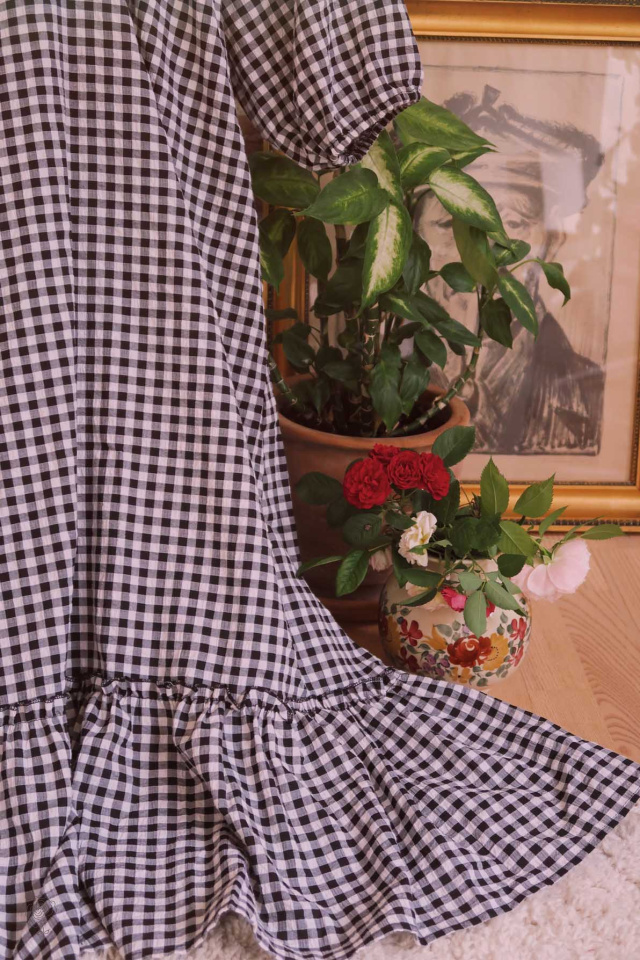Black Gingham Comfy Dress | S/M