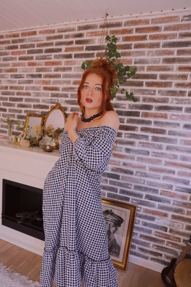 Black Gingham Comfy Dress | S/M