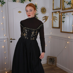 Gold Embroidered Blackbird Vintage Maxi | TALL S