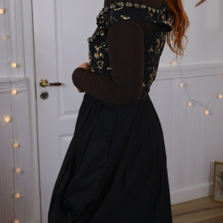 Gold Embroidered Blackbird Vintage Maxi | TALL S