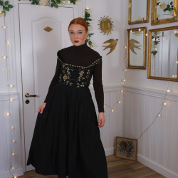 Gold Embroidered Blackbird Vintage Maxi | TALL S