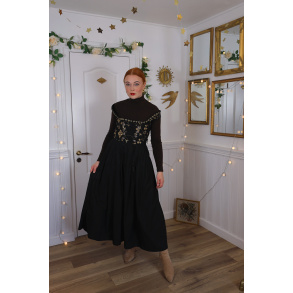 Gold Embroidered Blackbird Vintage Maxi | TALL S