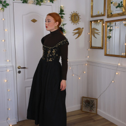 Gold Embroidered Blackbird Vintage Maxi | TALL S