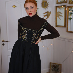 Gold Embroidered Blackbird Vintage Maxi | TALL S