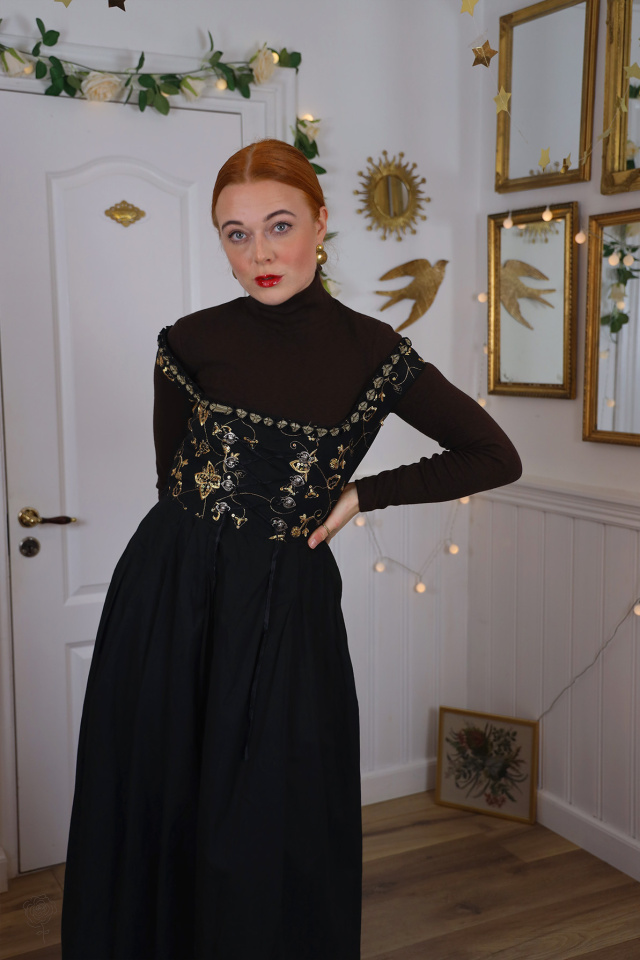 Gold Embroidered Blackbird Vintage Maxi | TALL S