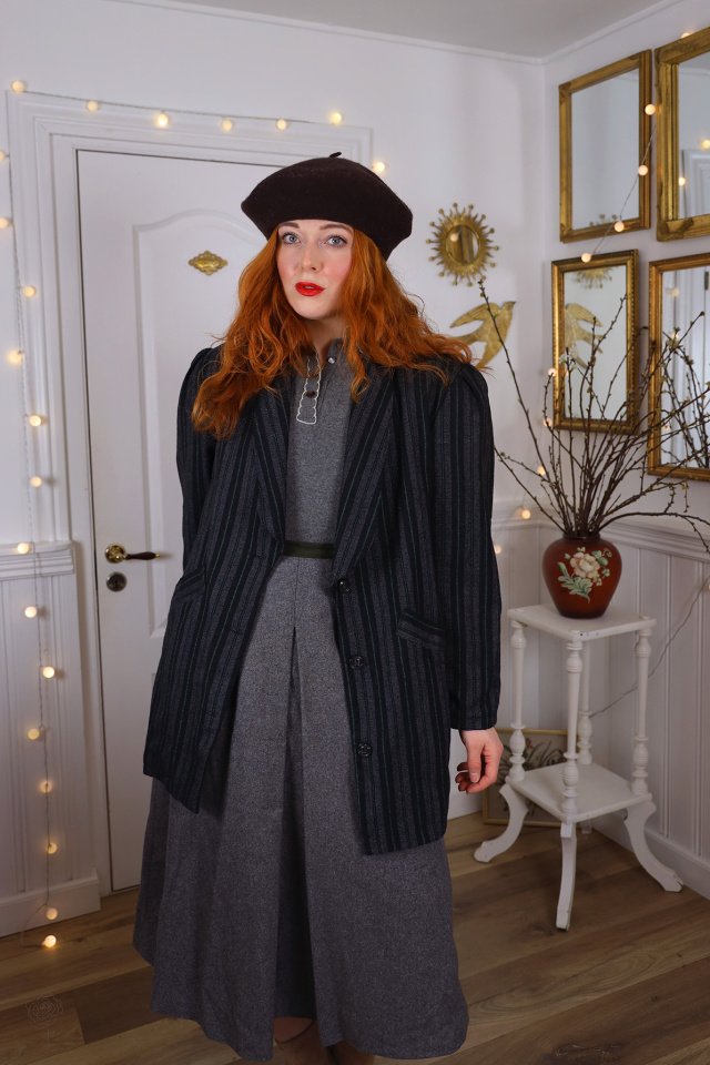 Black, Grey &amp; Green Striped Wool Jacket | M-L