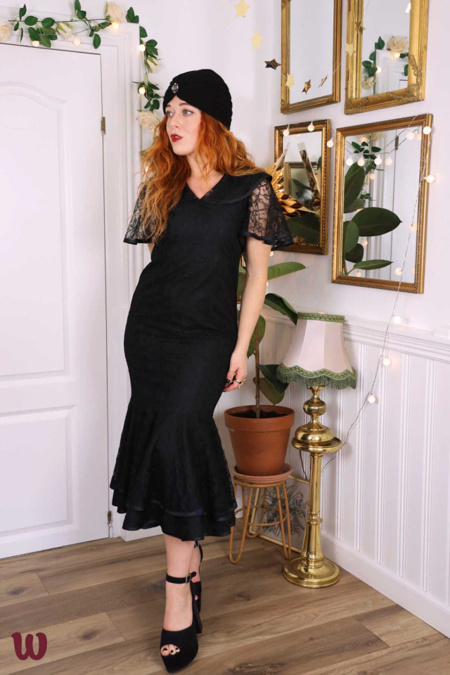Black Lace Vintage Dress | S