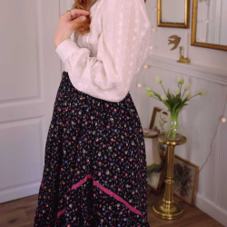 Black Multi Coloured Floral Vintage Skirt | XS