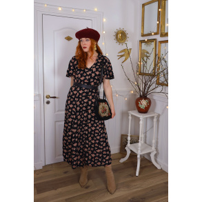 Black Rose Floral 90's Maxi Dress | M/L