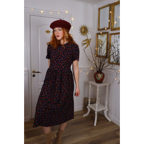 Red & Purple Floral Vintage 90's Dress | S