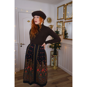 Black Floral Paisley Vintage Skirt | XS