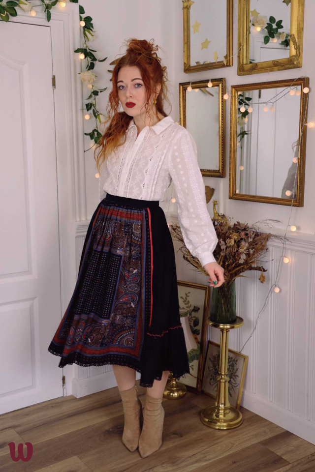 Black Paisley Pattern Skirt | S