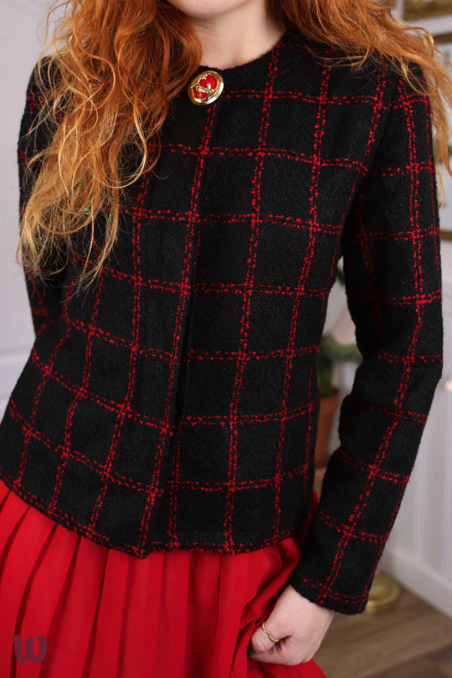 Black Red Striped Vintage Jacket | M