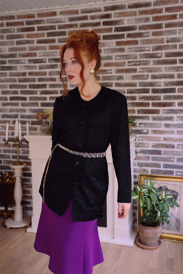 Black Patterned Vintage Blazer Jacket | M 