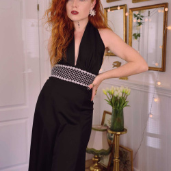 Black Silver Waist 70's Maxi | S