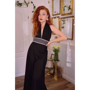 Black Silver Waist 70's Maxi | S