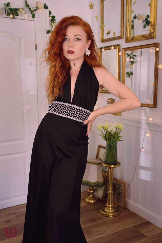 Black Silver Waist 70's Maxi | S