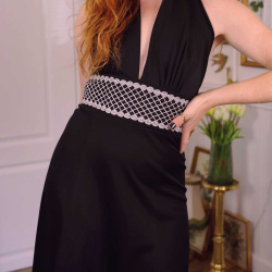 Black Silver Waist 70's Maxi | S