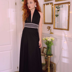 Black Silver Waist 70's Maxi | S