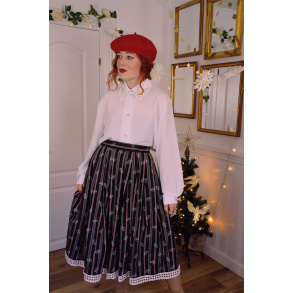 Black Striped & Floral Vintage Skirt | XS/S