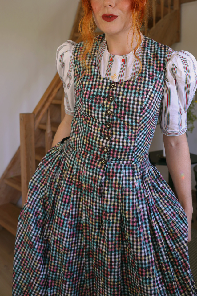 Multi Colour Gingham Vintage Dress | S