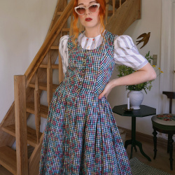 Multi Colour Gingham Vintage Dress | S
