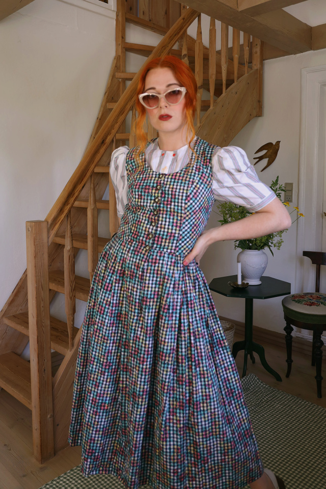 Multi Colour Gingham Vintage Dress | S