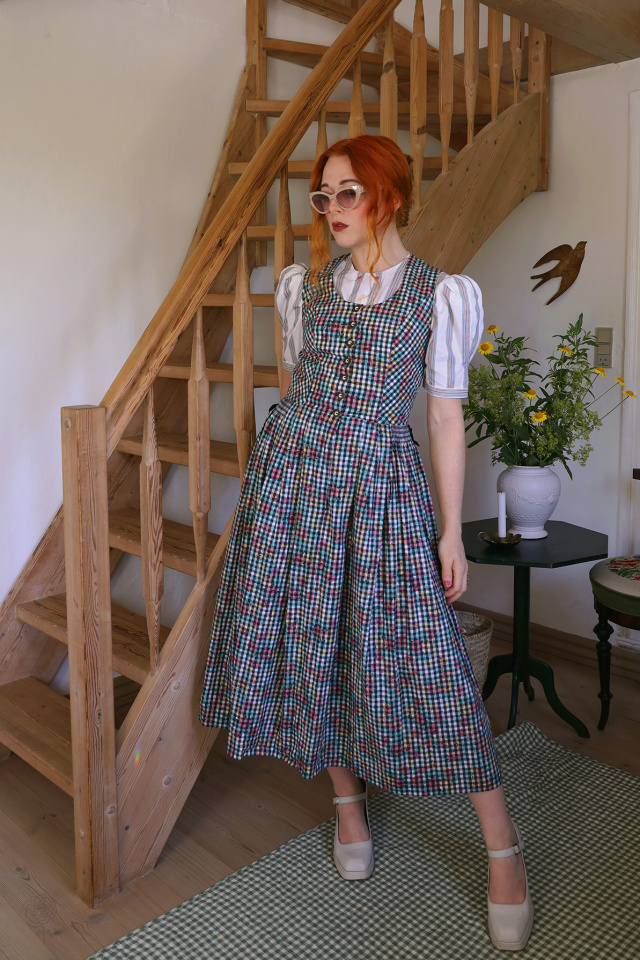 Multi Colour Gingham Vintage Dress | S