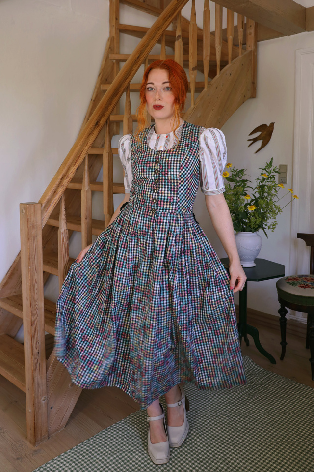 Multi Colour Gingham Vintage Dress | S