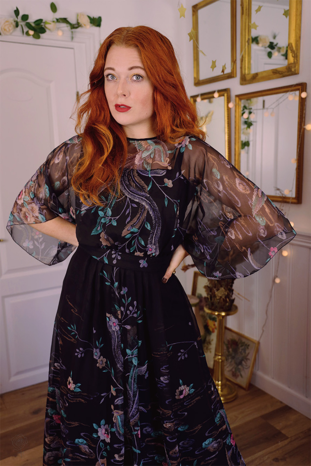 Black Turquoise Floral Vintage Maxi | S