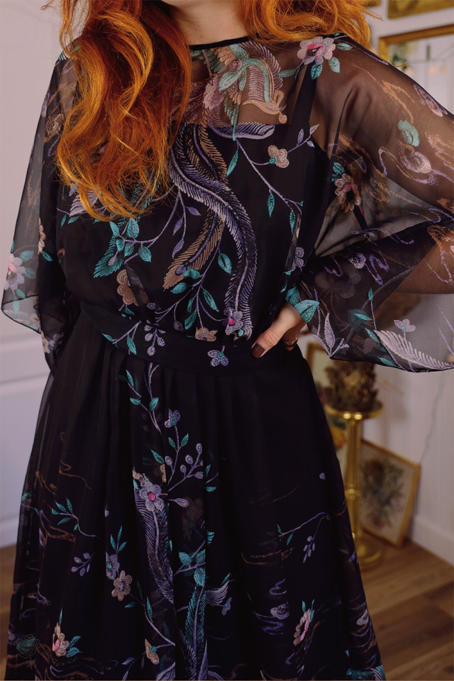 Black Turquoise Floral Vintage Maxi | S