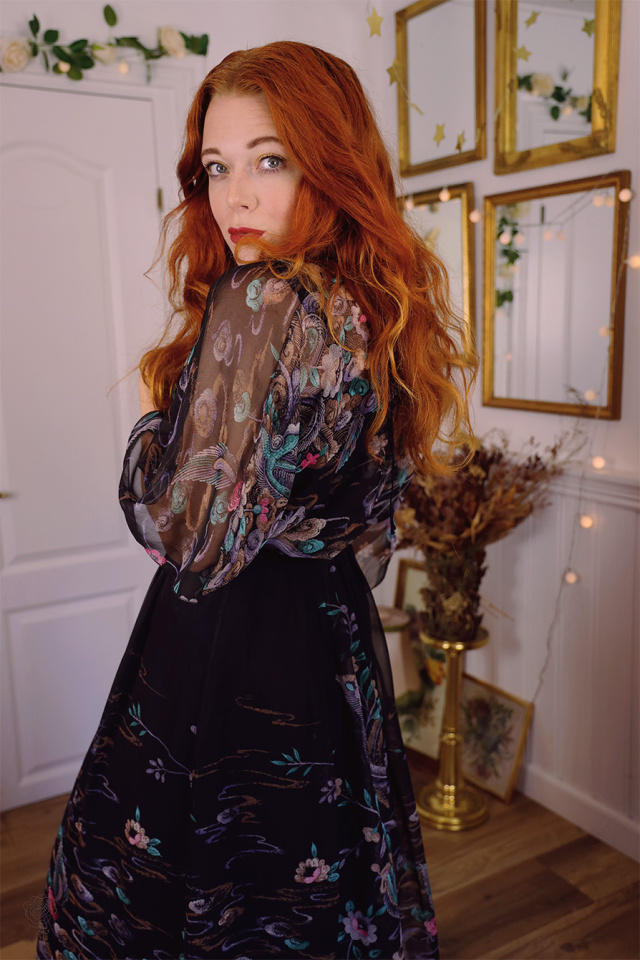 Black Turquoise Floral Vintage Maxi | S