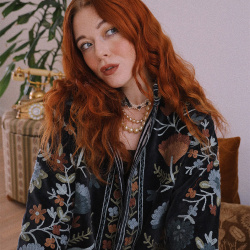 Black Velvet Autumn Floral Jacket | S-L