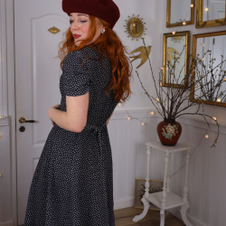 Black White Floral 90's Vintage Dress | S