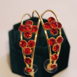 Diamond Blossom Hoop Earrings