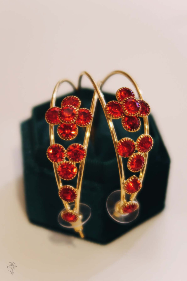 Diamond Blossom Hoop Earrings