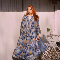 Blossom Spring Blue Maxi Gown | M-XL