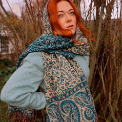 Blossom Teal Scarf &amp; Blanket 