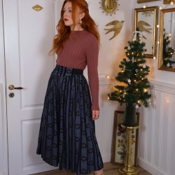 Blue Pheasant  Stripe Vintage Skirt | S