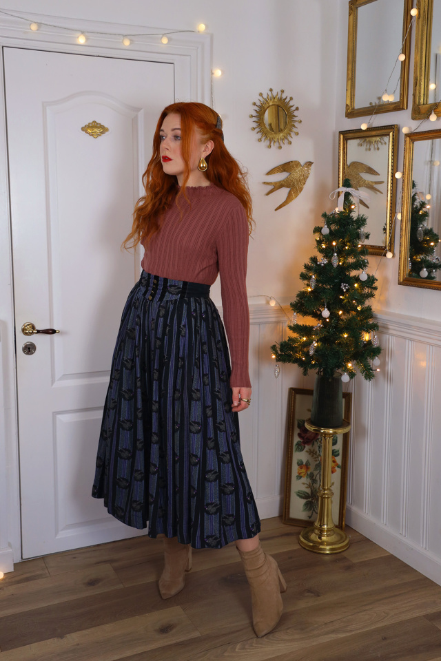 Blue Pheasant  Stripe Vintage Skirt | S