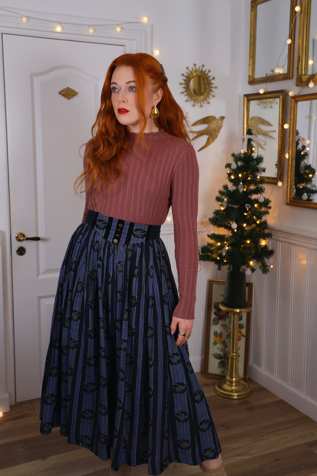 Blue Pheasant  Stripe Vintage Skirt | S