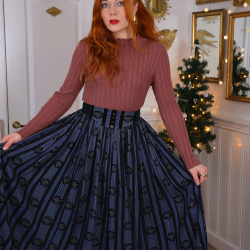 Blue Pheasant  Stripe Vintage Skirt | S