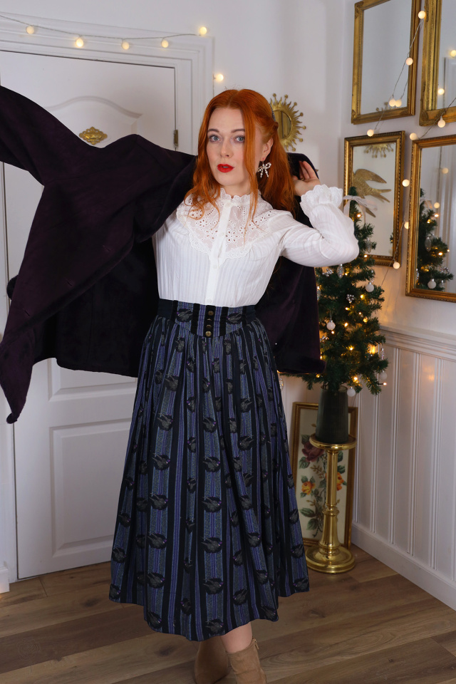 Blue Pheasant  Stripe Vintage Skirt | S