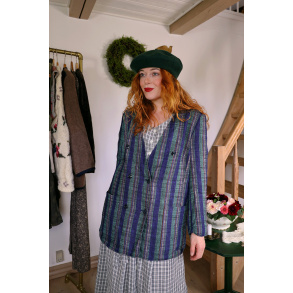 Blue & Green Striped Vintage Blazer | L