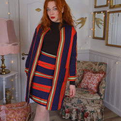 Elegant Striped Danish Design Vintage Set | XS